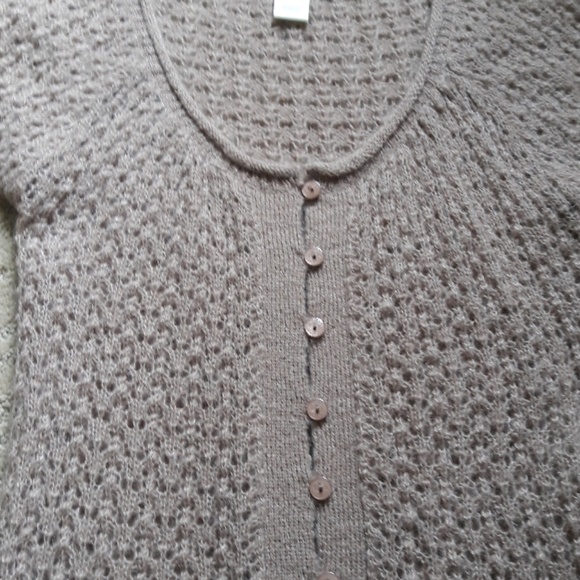 Short Sleeve Crocheted Button down Sweater - Picture 2 of 5